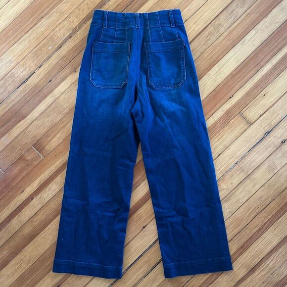 Pilcro Anthropologie Skipper Wide-Leg Jeans in Dark Denim Blue Size 28 - Picture 3 of 7